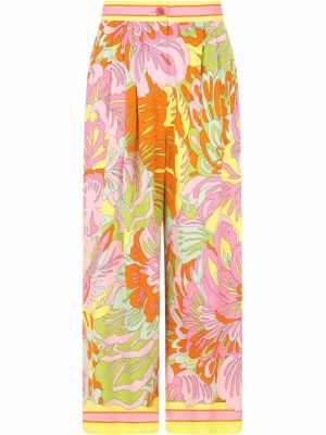 Svilene culotte hlače s cvjetnim printom s printom Dolce & Gabbana