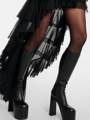 Ασύμμετρη maxi φούστα με βολάν από διχτυωτό Norma Kamali μαύρο