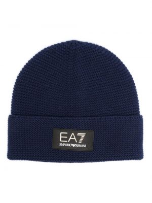 Vlnená čiapka Ea7 Emporio Armani modrá