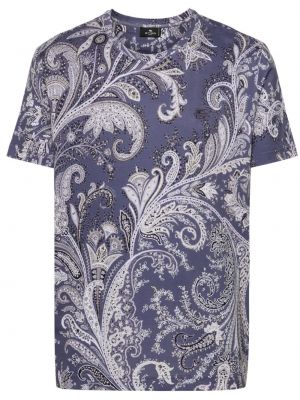 Βαμβακερή μπλούζα με σχέδιο paisley Etro μπλε