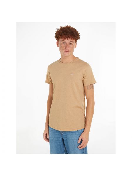 Camiseta slim fit jaspeada de cuello redondo Tommy Jeans beige