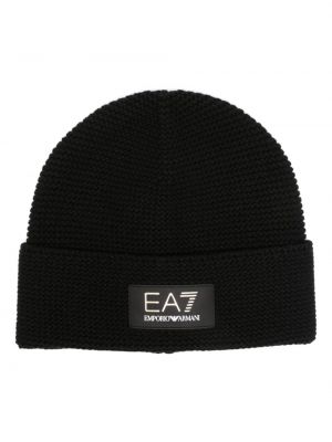 Czarna czapka wełniana Ea7 Emporio Armani