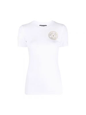 Koszulka slim fit z dżerseju Versace Jeans Couture biała