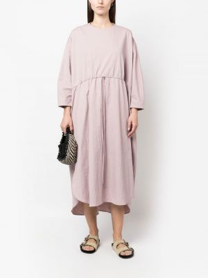 Bavlněné šaty s kulatým výstřihem Lauren Manoogian růžové