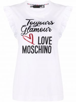 Camiseta con volantes Love Moschino blanco