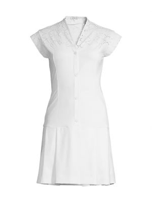 Кружевное платье мини с коротким рукавом L'etoile Sport белое