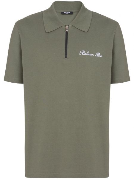 Tricou polo cu broderie Balmain verde