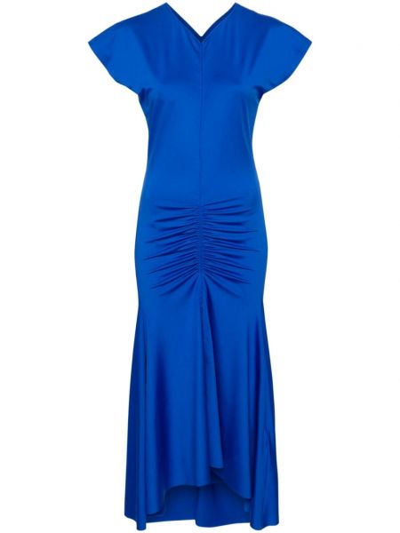 Asymetrické midi šaty Victoria Beckham modrá