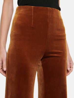 Aksamitne proste spodnie z wysoką talią Galvan brązowe