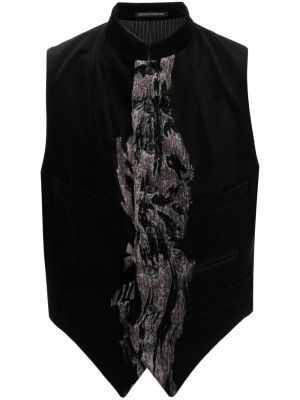 Памучен елек с принт с абстрактен десен Yohji Yamamoto черно