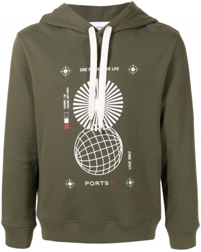 Hoodie con stampa Ports V verde