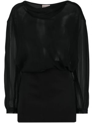 Drapeeritud läbipaistvad kleit Semicouture must