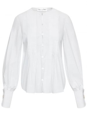 Плисирана памучна риза Oscar De La Renta бяло