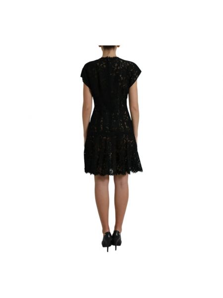 Mini spódniczka w kwiatki koronkowa Dolce And Gabbana czarna