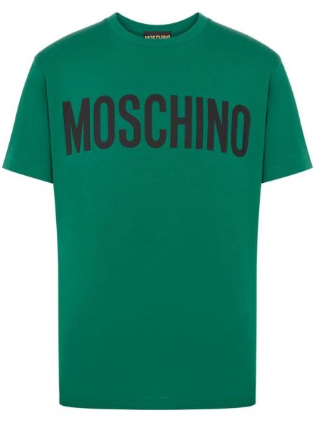 Pamučna majica s printom Moschino zelena