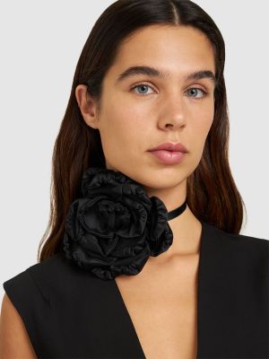 Svilena ogrlica s cvetličnim vzorcem Dolce & Gabbana črna