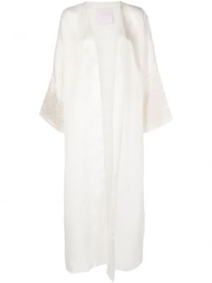 Žakárové hedvábné saténové dlouhé šaty Shatha Essa bílé