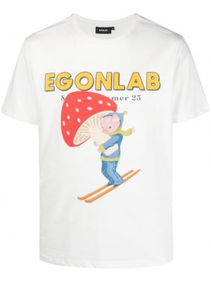 Bombažna majica s potiskom Egonlab bela