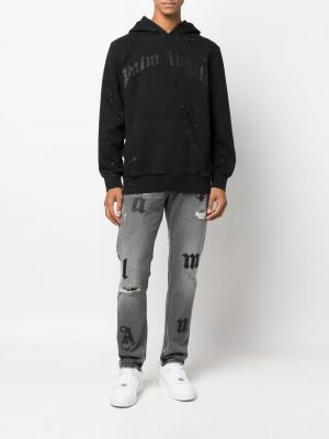 Distressed hoodie mit print Palm Angels schwarz