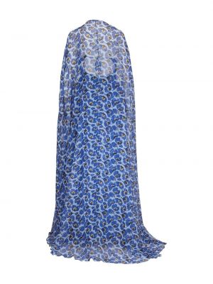 Sukienka wieczorowa w kwiatki z nadrukiem Carolina Herrera niebieska