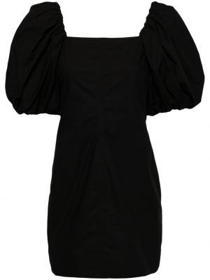 Памучна коктейлна рокля Ganni черно