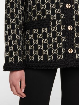 Cardigan di lana in tessuto jacquard Gucci nero