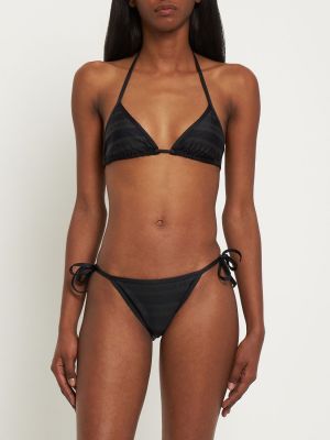 Bikini cu dungi Balmain negru