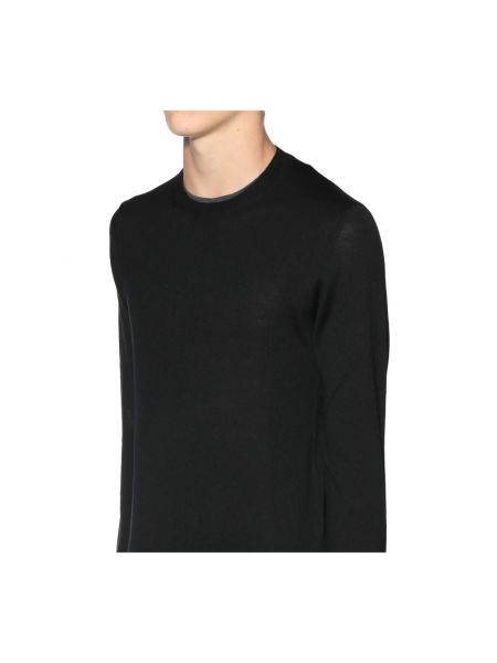 Jersey de lana de tela jersey de cuello redondo Paolo Pecora negro