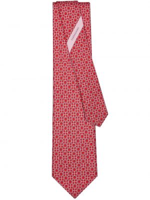 Cravată de mătase cu imagine Ferragamo roșu