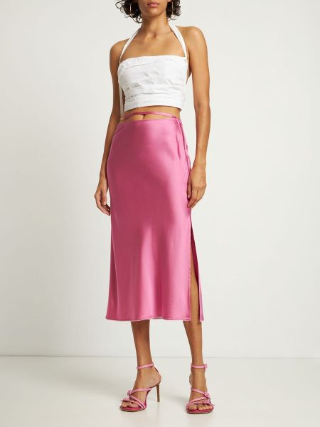Saténové midi sukně Jacquemus růžové