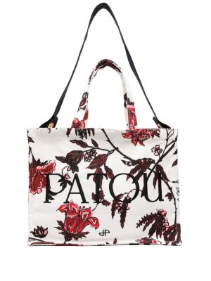 Kvetinová nákupná taška s potlačou Patou biela