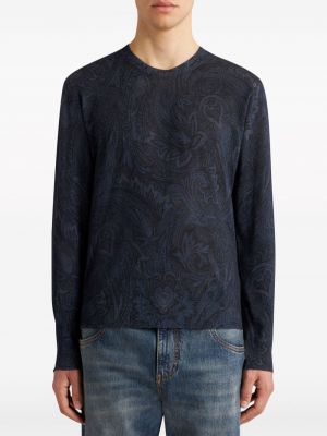 Sweter z wzorem paisley żakardowy Etro niebieski