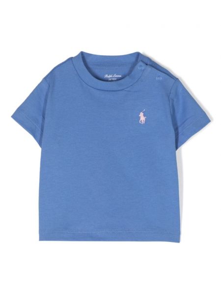 Puuvilla t-paita tytöille Ralph Lauren Kids sininen