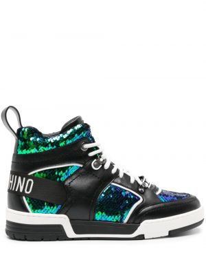 Sneakersy z cekinami Moschino czarne