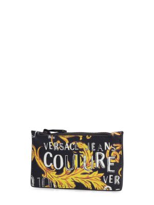 Usnjena denarnica z zadrgo Versace Jeans Couture črna