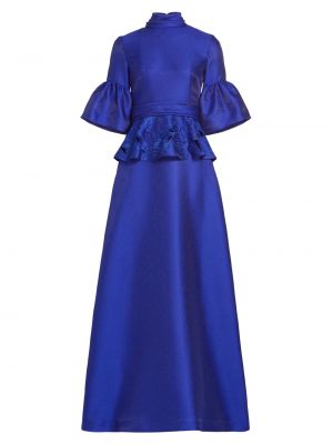Платье Микадо с расклешенными рукавами и баской Reem Acra синий