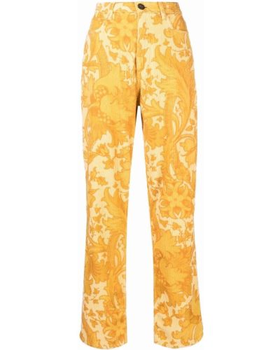 Pantalones rectos de flores con estampado Etro amarillo