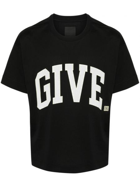 Pamučna majica s vezom Givenchy crna
