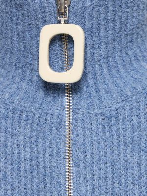 Suéter con cremallera de algodón de punto Jw Anderson azul