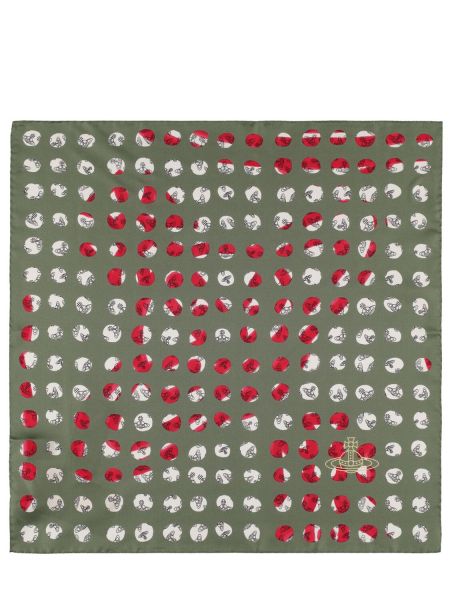 Pöttyös selyem sál zsebes Vivienne Westwood zöld