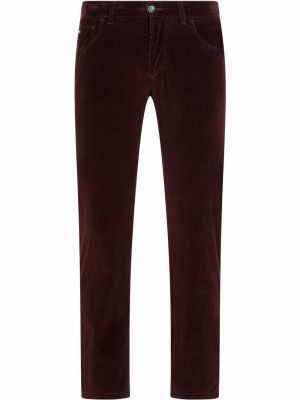 Pantaloni cu picior drept de catifea cord Dolce & Gabbana roșu