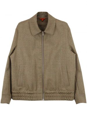 Volnena jakna s karirastim vzorcem s potiskom Barena rjava
