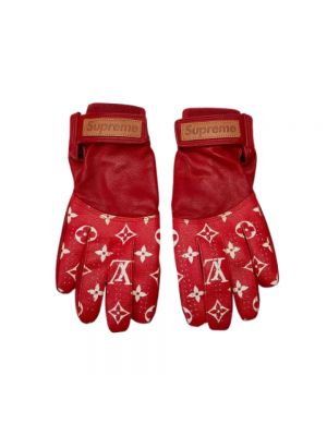 Czerwone rękawiczki skórzane Louis Vuitton Vintage
