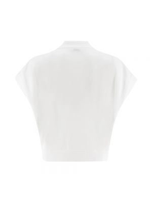 Haftowana bluzka bawełniana Brunello Cucinelli biała