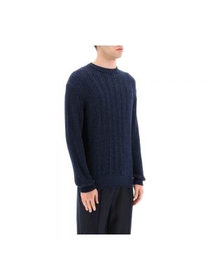 Niebieski sweter z okrągłym dekoltem Agnona