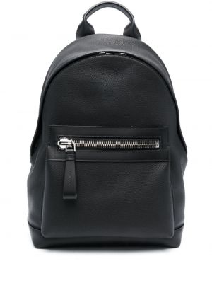 Kožený batoh na zips s vreckami Tom Ford čierna