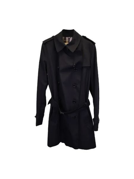 Płaszcz z paskiem bawełniany retro Burberry Vintage czarny