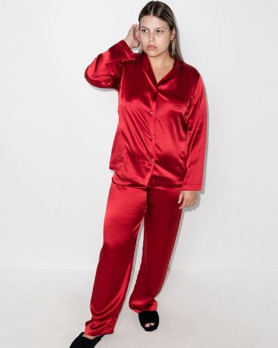 Pijama con perlas manga larga La Perla rojo