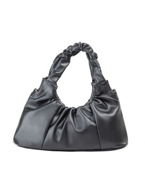 Jednofarebná kožená kabelka na zips Risa - čierna
