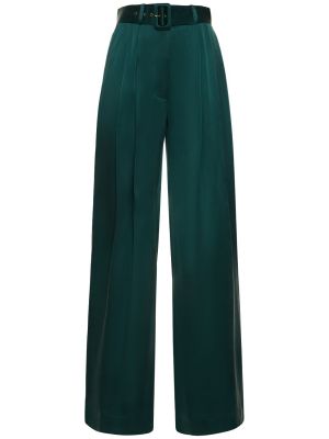 Pantalones de raso de seda bootcut Zimmermann verde